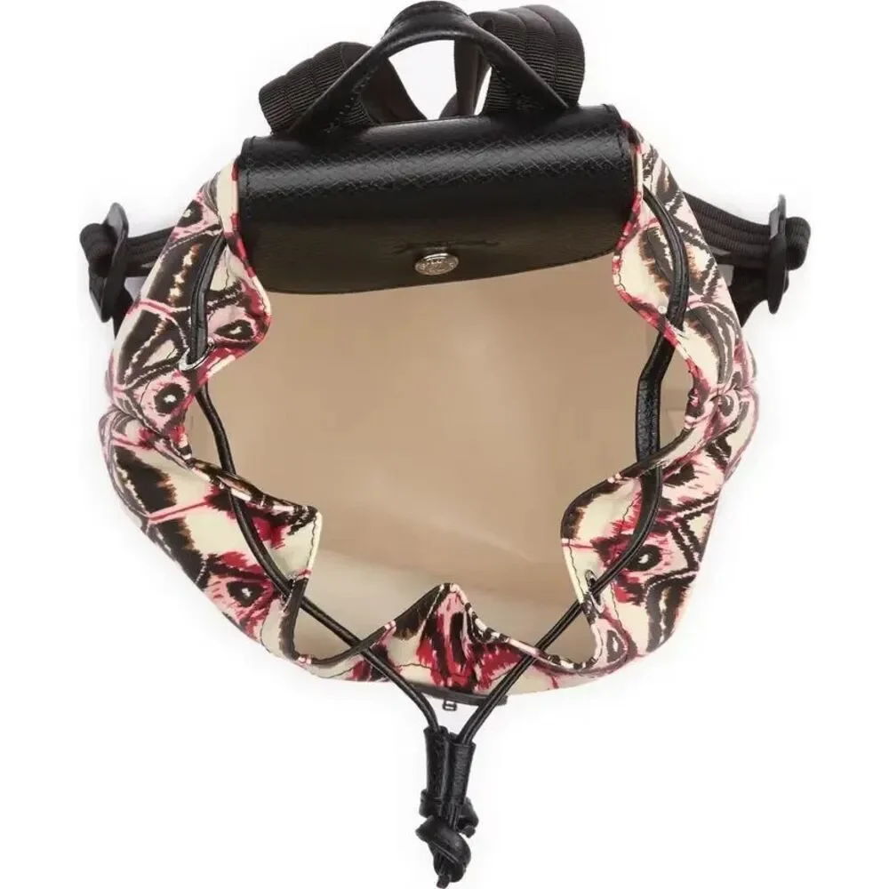 New Longchamp Paris Le Pilage Ivory Ikat Drawstring Backpack
